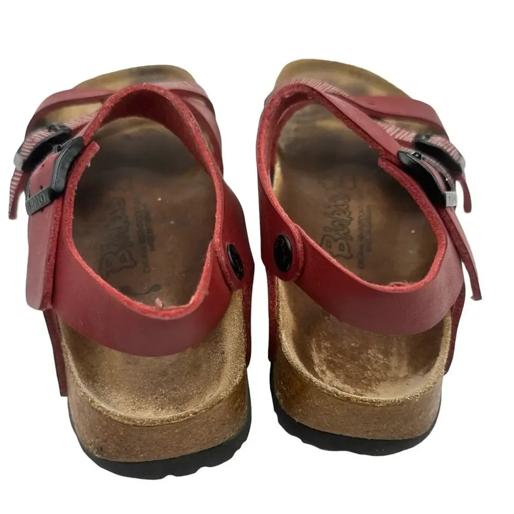 Birkenstock Lillie Sandals Women’s EU 38 US 7-7.5 Red Leather Strappy Birki’s